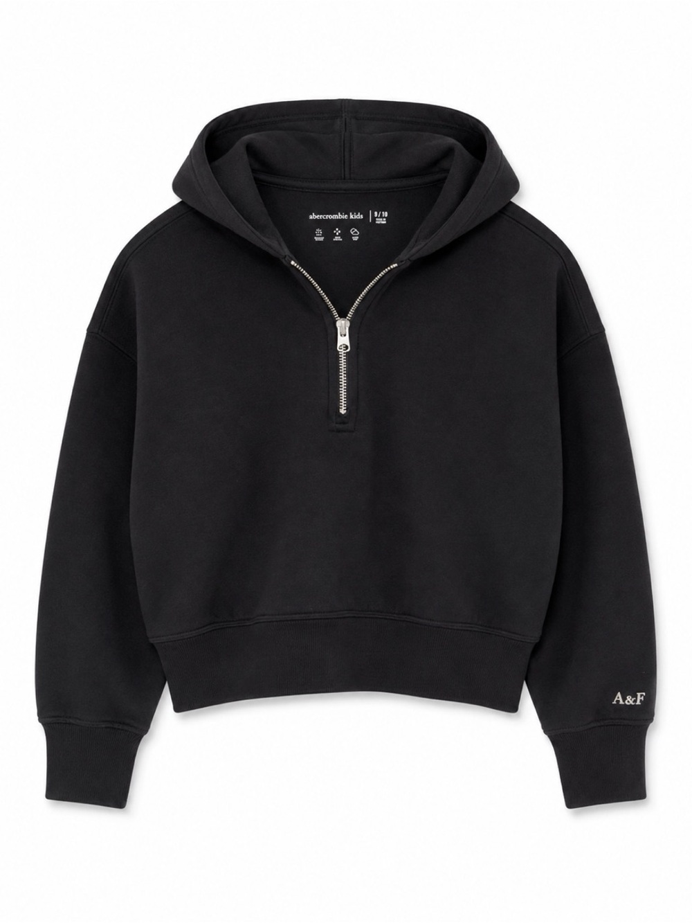 Abercrombie Kids Black Half-Zip Hoodie Sweater size 9/10